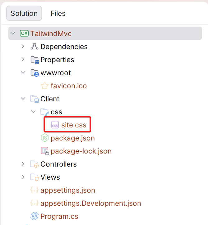 Create a CSS file in the Client directory